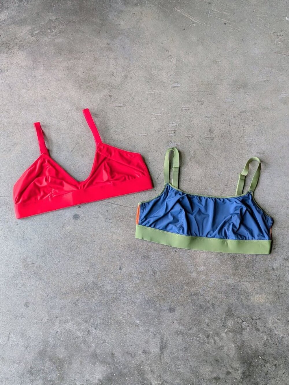 Parade Red Triangle Bralette and Blue Colorblock Bralette Bundle of Two size XL